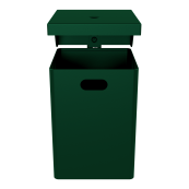 Square litter bin with cover, with ashtray | hot dipped galvanized and coated RAL 6005 | without standingpost